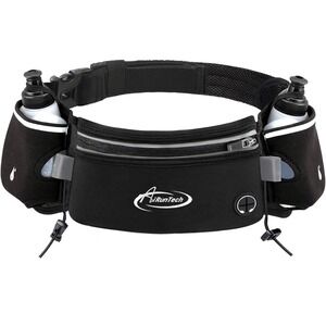 AiRunTech Hydration Running Belt‎ with 2 Water Bottles Black Waist Pack Bag